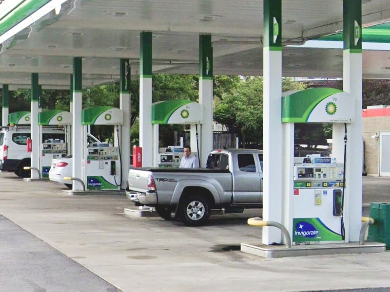 Customers fill their tanks at the BP gas station on East Market Street in University Park. Gas prices in the Akron area neared $5 per gallon on Friday, May 1.